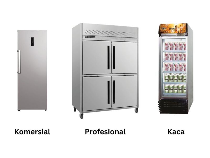 Jenis upright freezer komersial, profesional, kaca